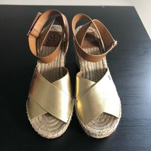 Gold Tory Burch espadrilles